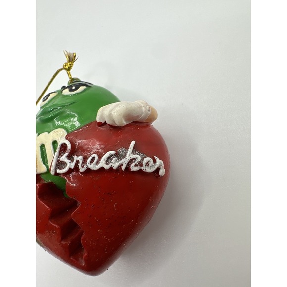 M&M's Heart Breaker Christmas Ornament Red Green Candy Character 2007 Holiday - Picture 7 of 11